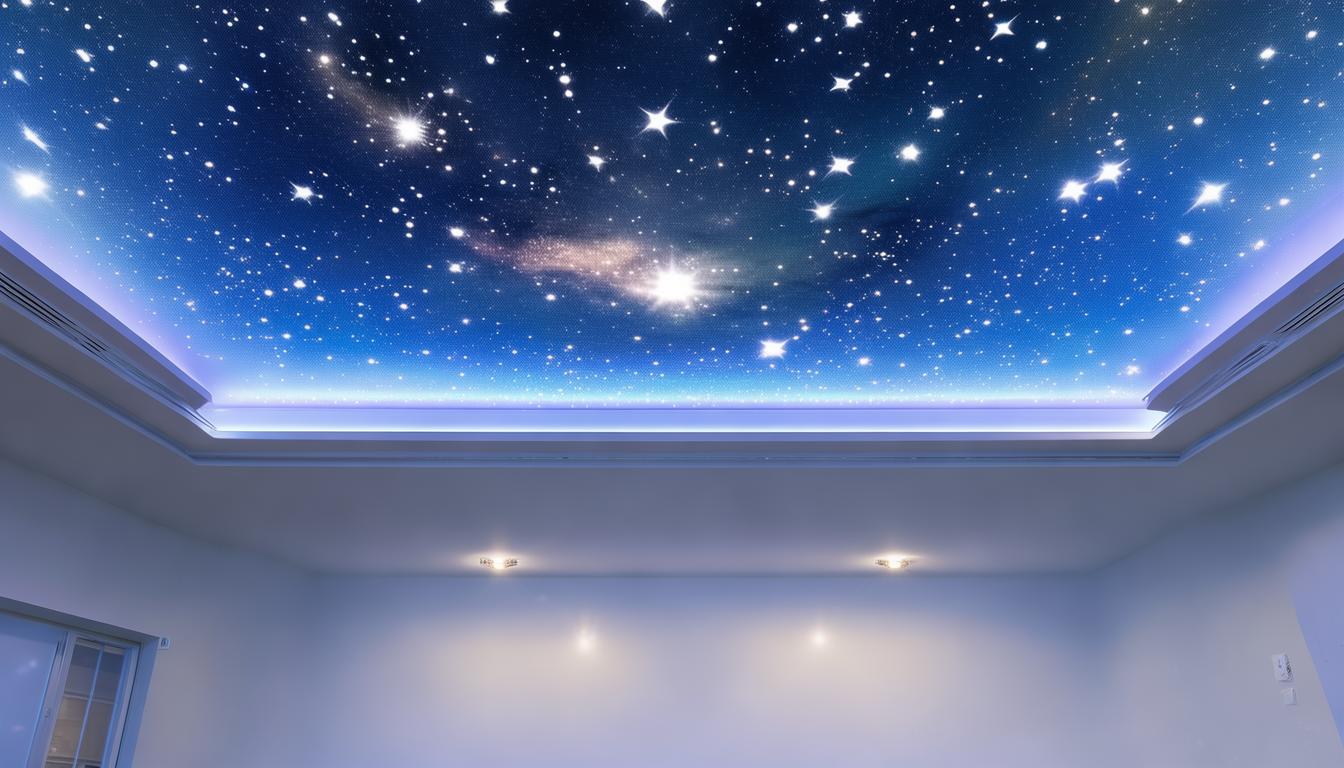 简约风格天花板装饰_吊顶设计图案_软膜天花星空效果