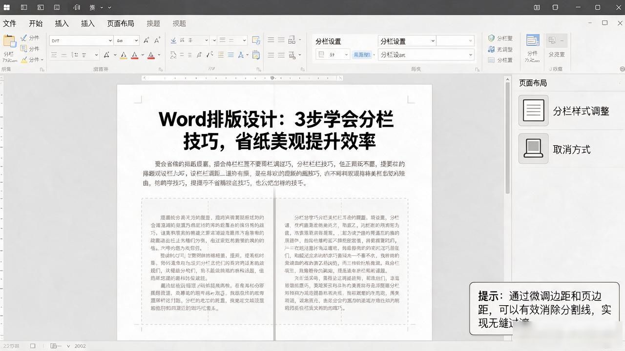word排版设计_分栏排版教程_快速掌握分栏操作