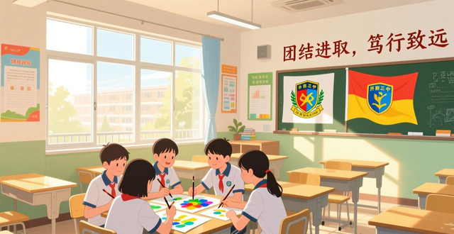 西安市经开第三中学艺术在线活动_居家学习期间艺术创作_高中班旗设计图案大全