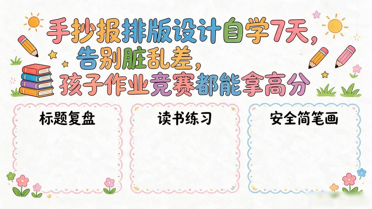 7天搞定手抄报排版设计_手抄报标题设计排版_小学生手抄报自学教程