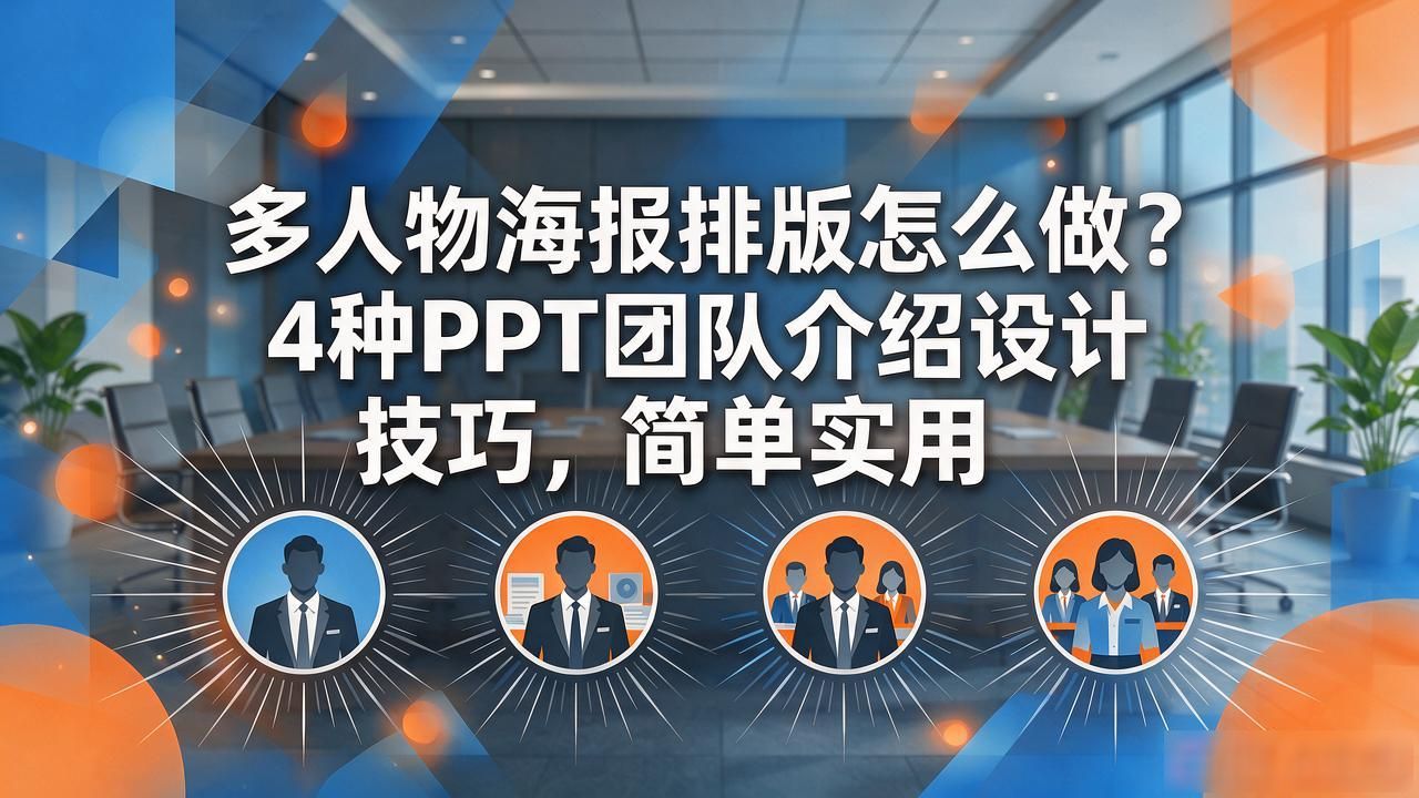 多人物海报排版设计_人物横向排版形状突出_一页多个人物介绍PPT设计