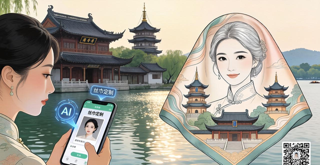  数字丝线绣金陵 _丝巾设计图案_江宁织造博物馆 AI定制丝巾 