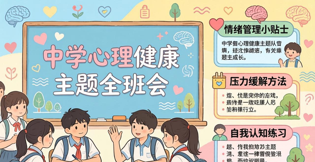 心理健康主题班会黑板报设计指南_5大创意排版+10个实用标语_创意排版设计