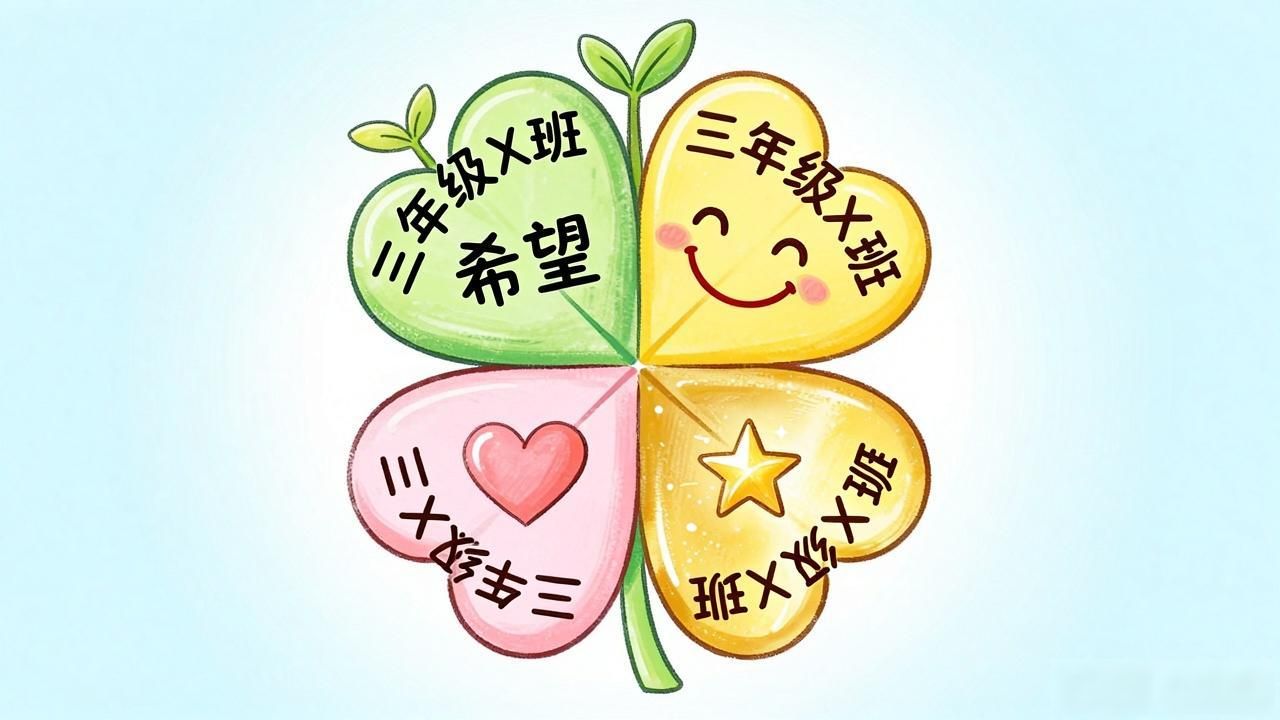 小学三年级班徽设计图案_四叶草班徽图案及象征意义_H0571X新北市吉祥小学四叶草中队班徽logo设计寓意