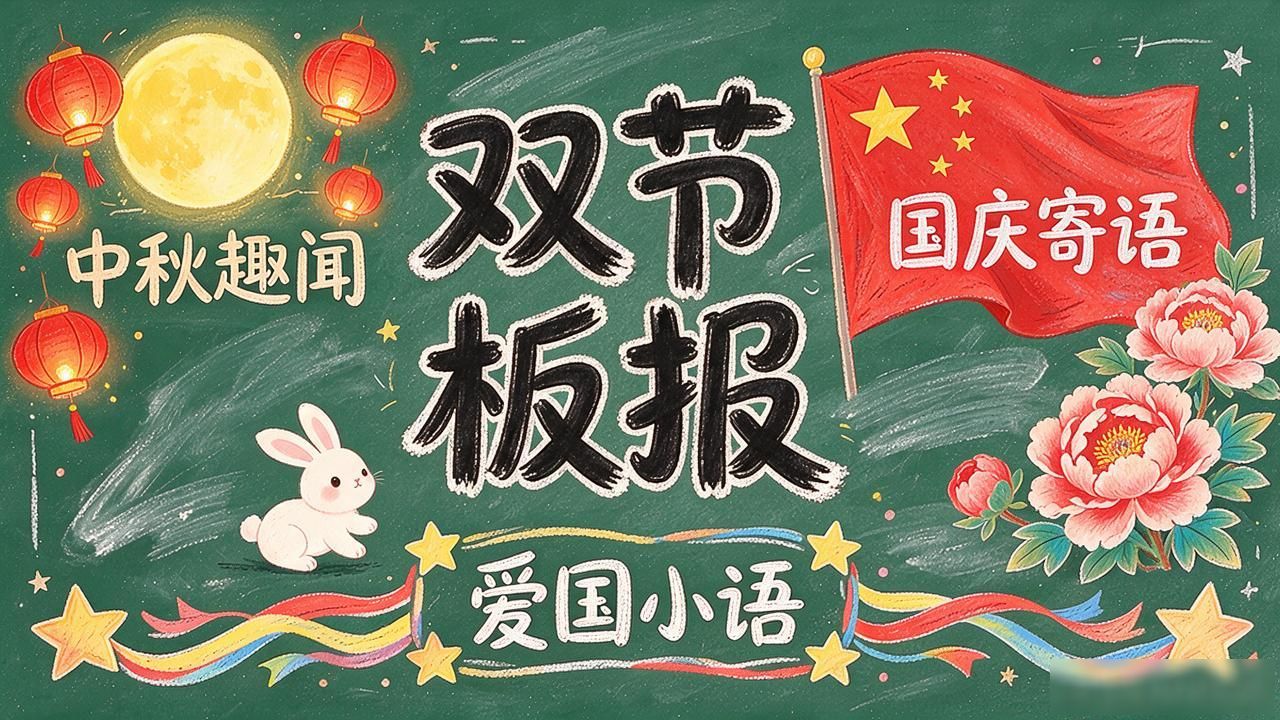 中秋国庆黑板报设计_双节黑板报模板_优秀板报设计图案大全