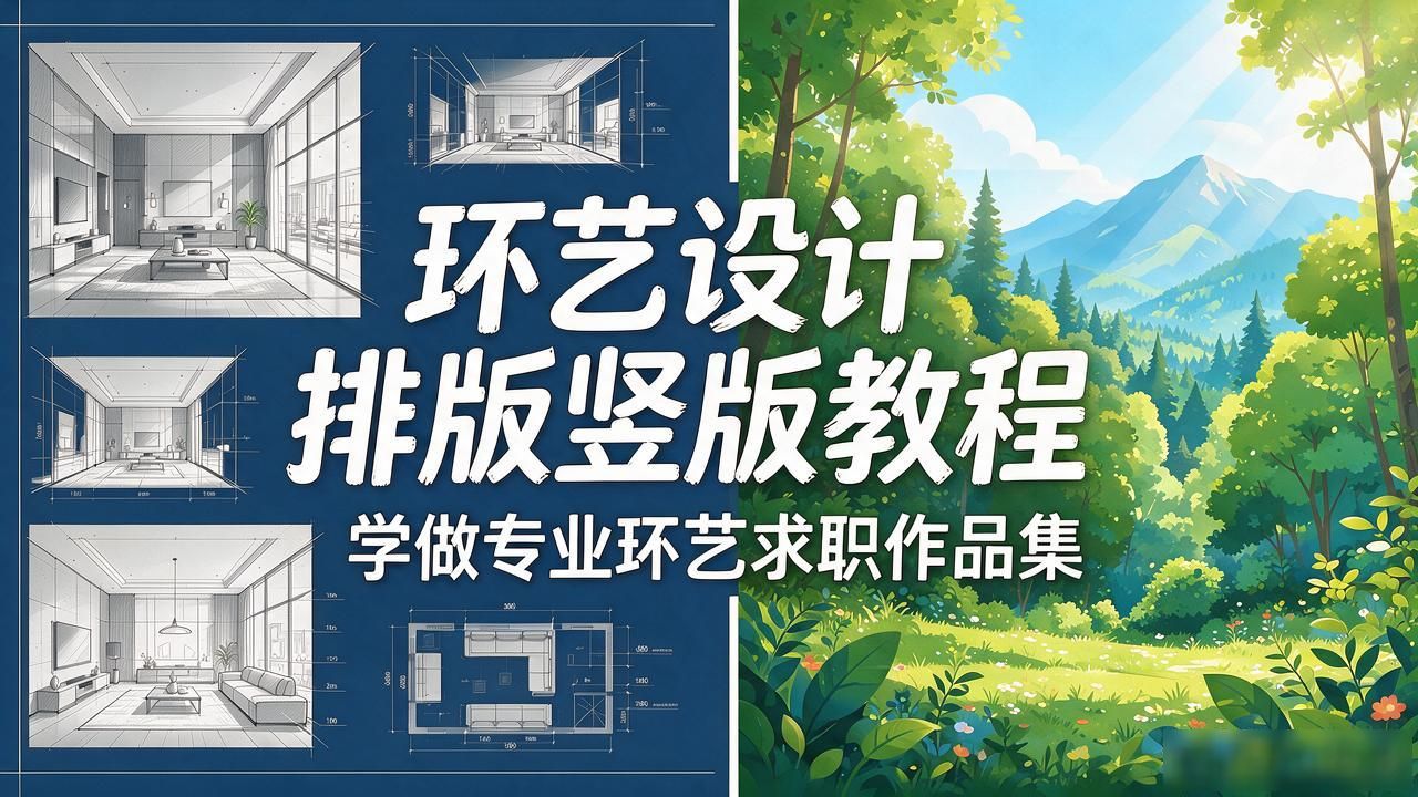 环艺设计排版竖版_室内设计作品集封面设计_环境设计作品集PPT教程