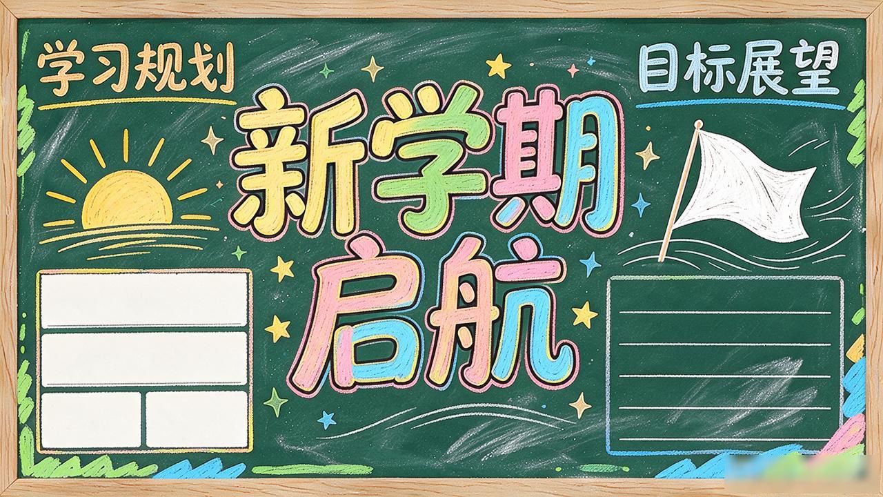 黑板报热门风格案例_黑板报设计图案大全高中_新学期高中黑板报主题设计