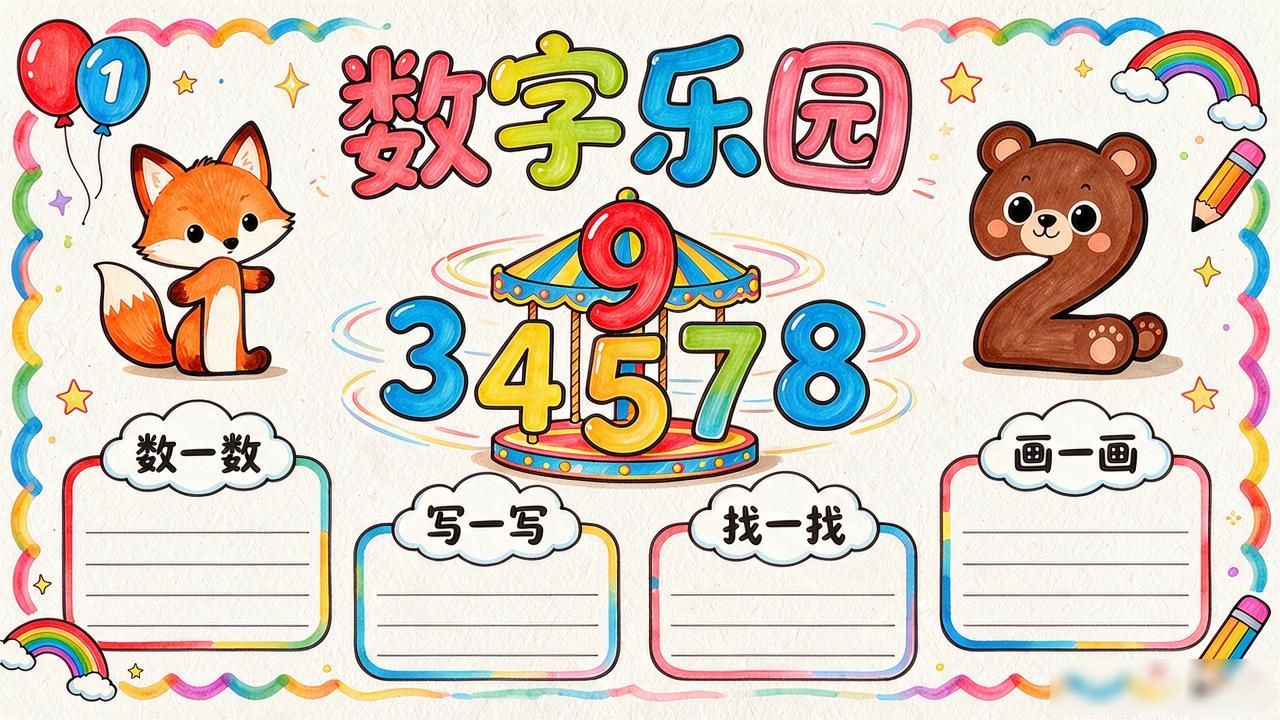 一年级数学手抄报模板_数字手抄报制作教程_手抄报排版设计