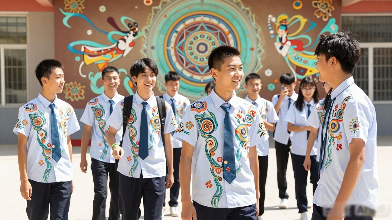 敦煌学生特制校服推广_学生会会服设计图案_敦煌文化校服设计
