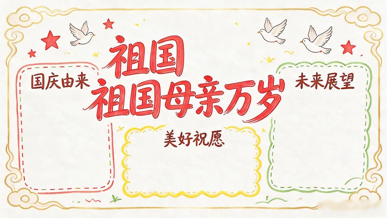 国庆节75周年手抄报设计_手抄报设计图案大全_2024国庆节手抄报模板